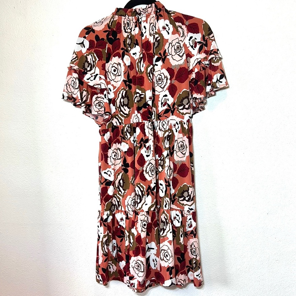 Donna Morgan Red Floral Ruffle Short Dress - Picture 5 of 9